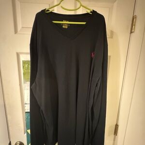 Ralph Lauren Men's Black Long Sleeve V-Neck Shirt